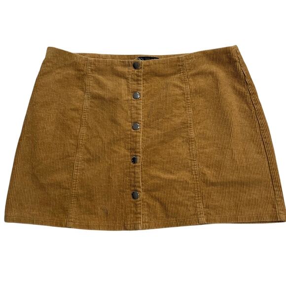Forever 21 Corduroy Button Up Mini Skirt Womens Plus Size 2X Brown *Tiny Flaw - Picture 1 of 9